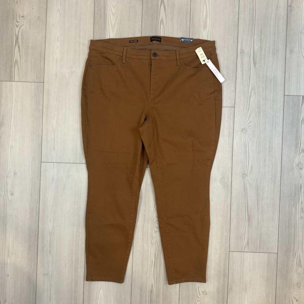 NWT Talbots Jegging 18WP High Rise Skinny Leg Ankle Length Camel Brown Stretch